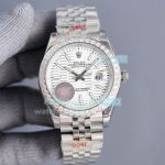 Copy Rolex Datejust White Fluted Motif Dial Diamond Bezel Jubilee Band Watch